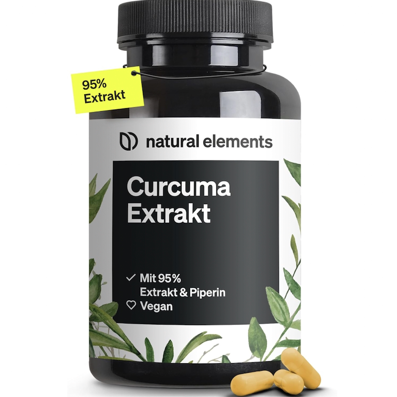 德国直邮natural elements Curcuma 姜黄粉胶囊 黑胡椒提取物90粒