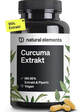 德国直邮natural elements Curcuma 姜黄粉胶囊 黑胡椒提取物90粒