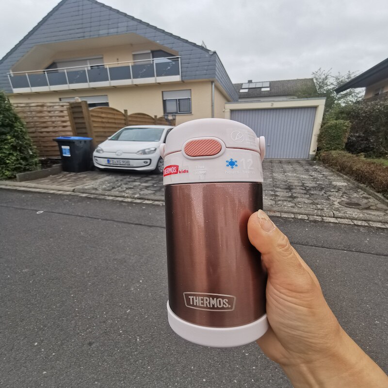 德国直邮 THERMOS Funtainer 18/8不锈钢儿童果汁杯水杯吸管350ml