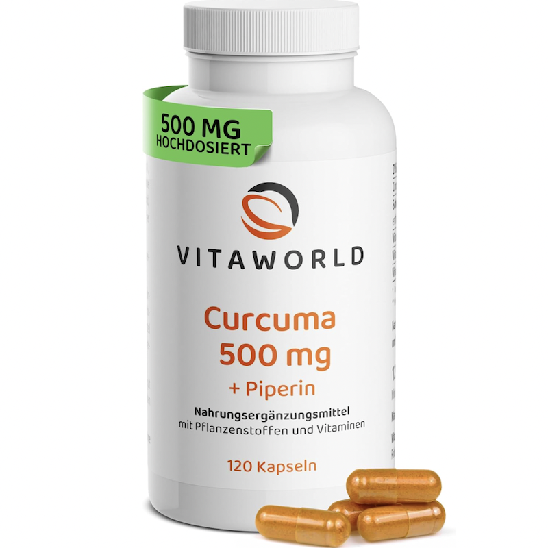 德国直邮 Vita World Curcuma Curcumin 500 姜黄素胶囊 黑胡椒碱