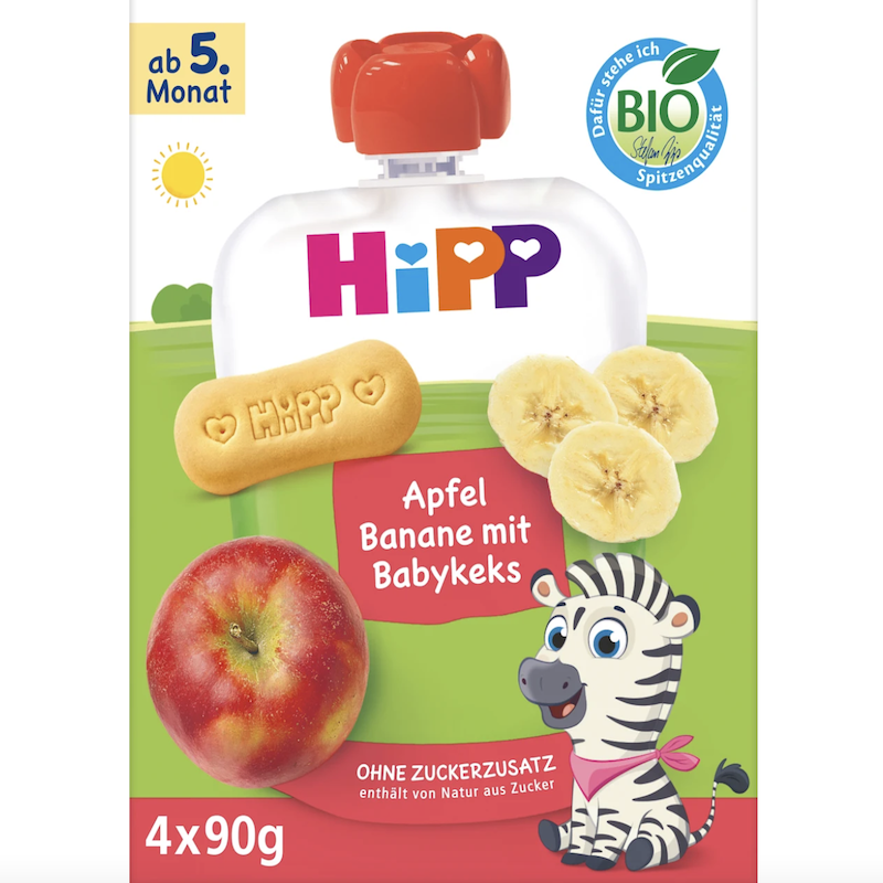 德国直邮HiPP BIO喜宝有机婴儿宝宝水果泥奶昔辅食吸吸乐1岁开始