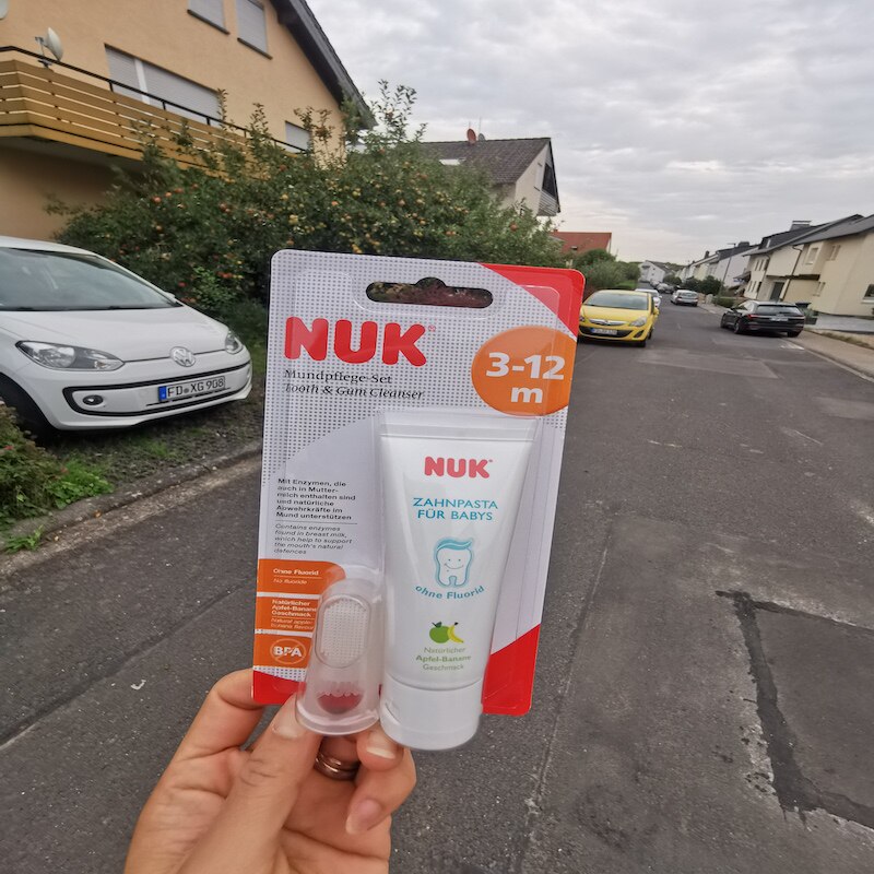 德国直邮NUK婴儿宝宝儿童牙膏手指牙刷 无氟可吞咽防龋齿3-12个月