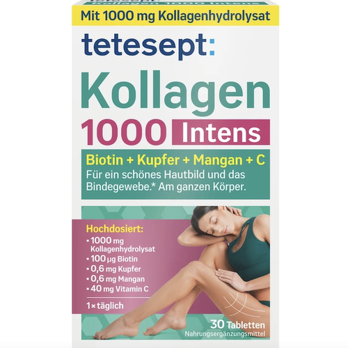 德国直邮tetesept Kollagen 1000 Intens胶原蛋白片 日常肌肤保养
