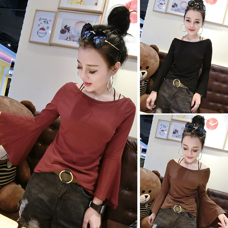 长袖百搭常规喇叭袖棉女