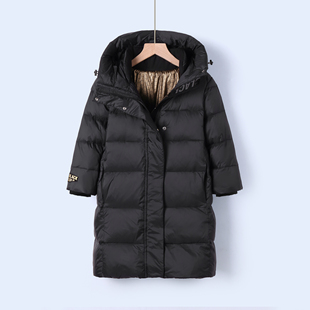 新款羽绒服黑色金男童女童中大童儿童连帽亲子装白鸭绒加厚外套冬