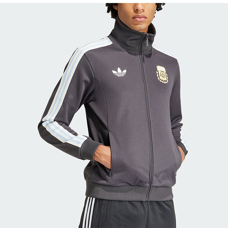 Adidas/阿迪达斯三叶草阿根廷国家队复古运动立领拉链夹克IU2155