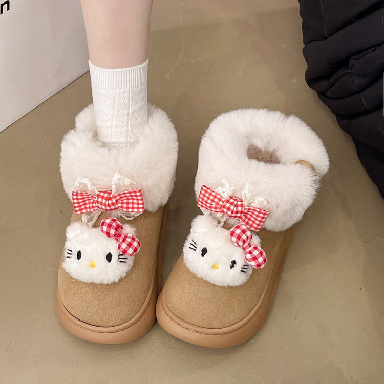 2025冬季新款棉套筒雪地靴麂皮西施绒2025年冬季平底短筒