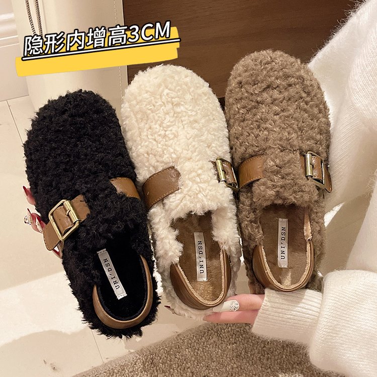 2025冬季新款圆头毛毡平跟(小于等于1cm)2025年冬季