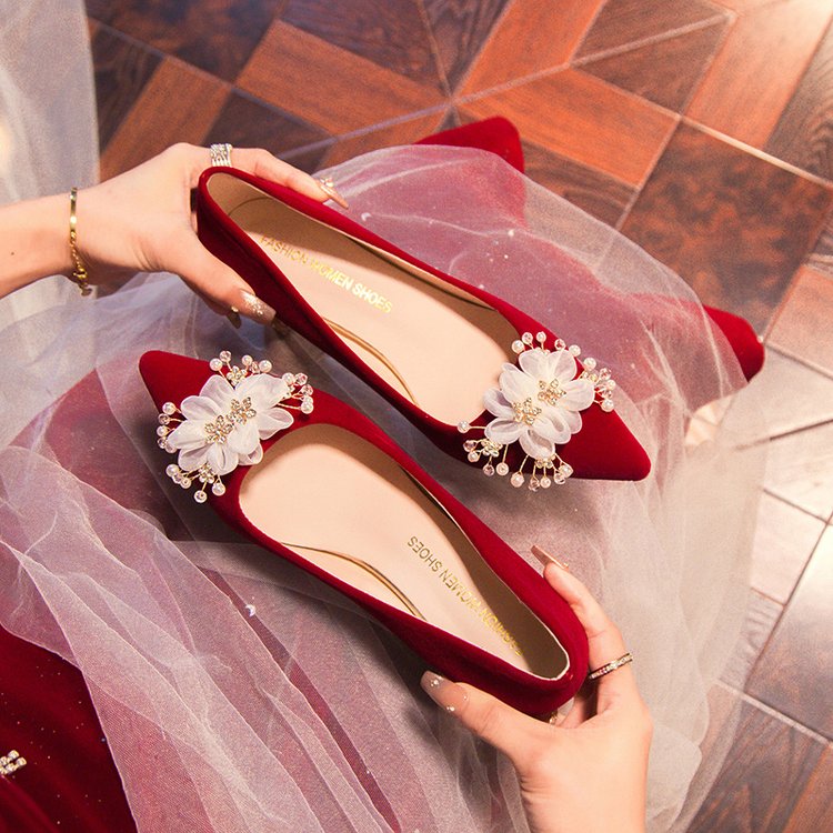 方叔2025冬季新款浅口红色细跟高跟(6-8cm)红色光板细跟单