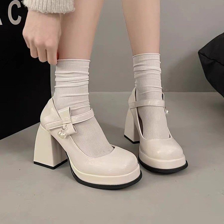 ITIM日系Lolita甜酷玛丽珍小皮鞋松糕底蝴蝶结配裙子学院风JK单鞋