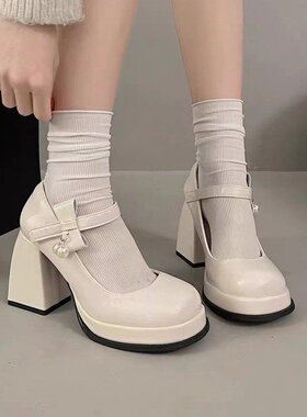 ITIM日系Lolita甜酷玛丽珍小皮鞋松糕底蝴蝶结配裙子学院风JK单鞋