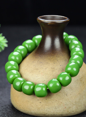 和田玉碧玉手串新疆玉老型珠手链玉石桶珠手串碧玉手链配饰挂件