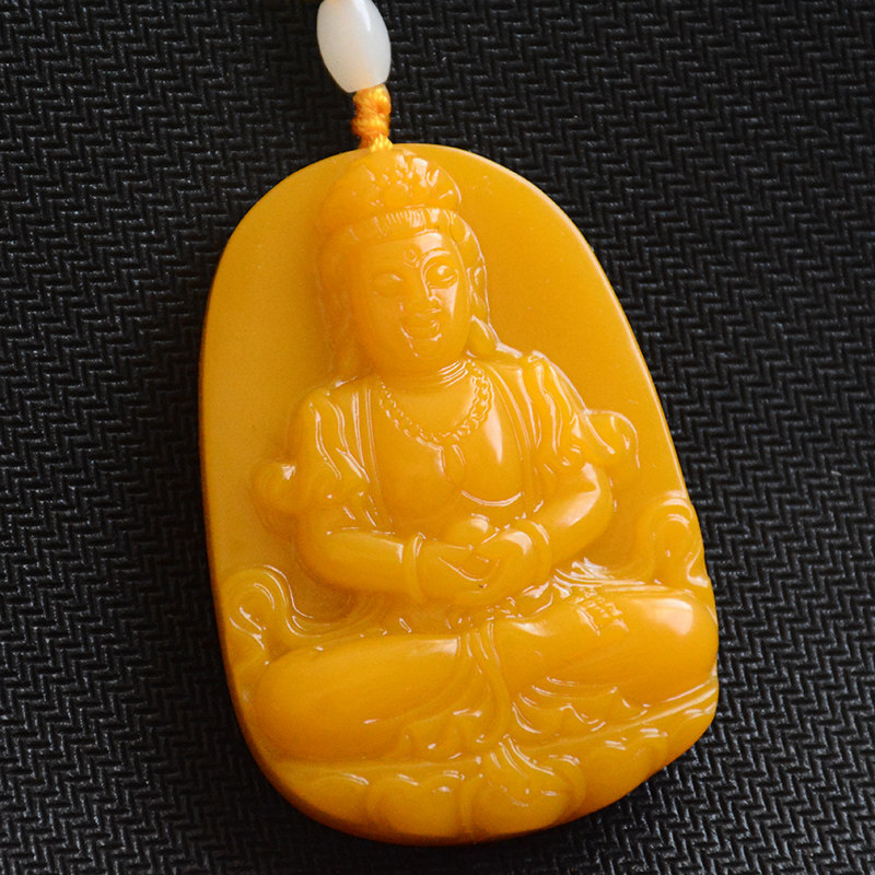 和田玉观音挂件吊坠黄龙玉保平安观音玉牌男女款黄玉观音佛平安牌