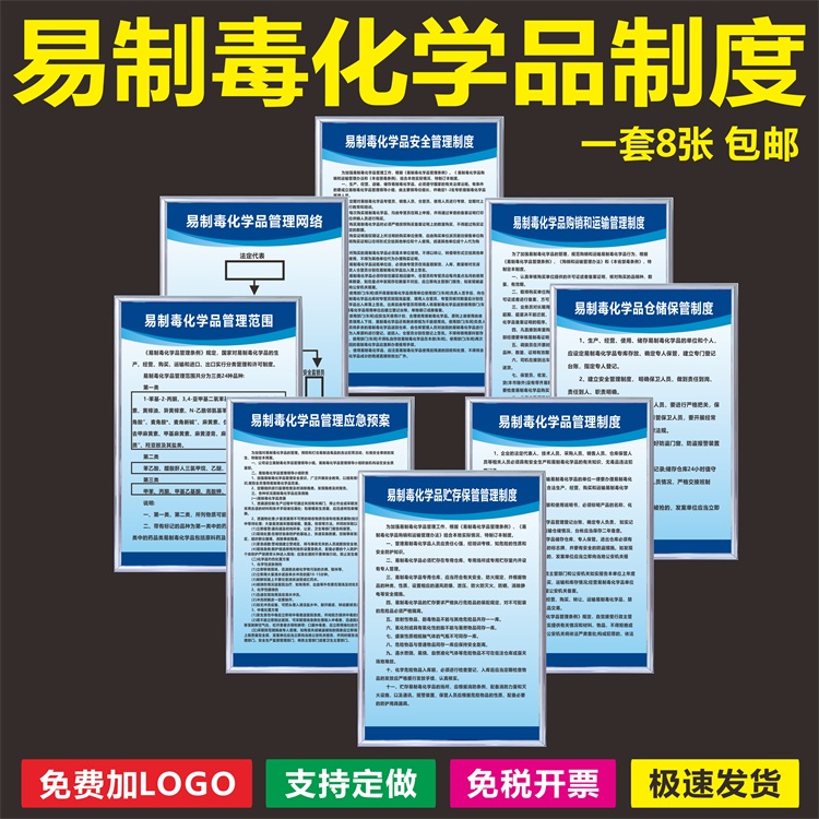 易制毒易制爆化学品管理制度牌 危险品仓库标志警示牌提示标识牌