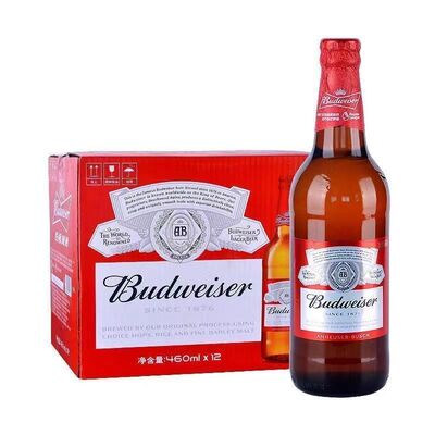 百威啤酒玻璃瓶460ml*12瓶大瓶装拉格黄啤酒纯正麦香经典破损包赔