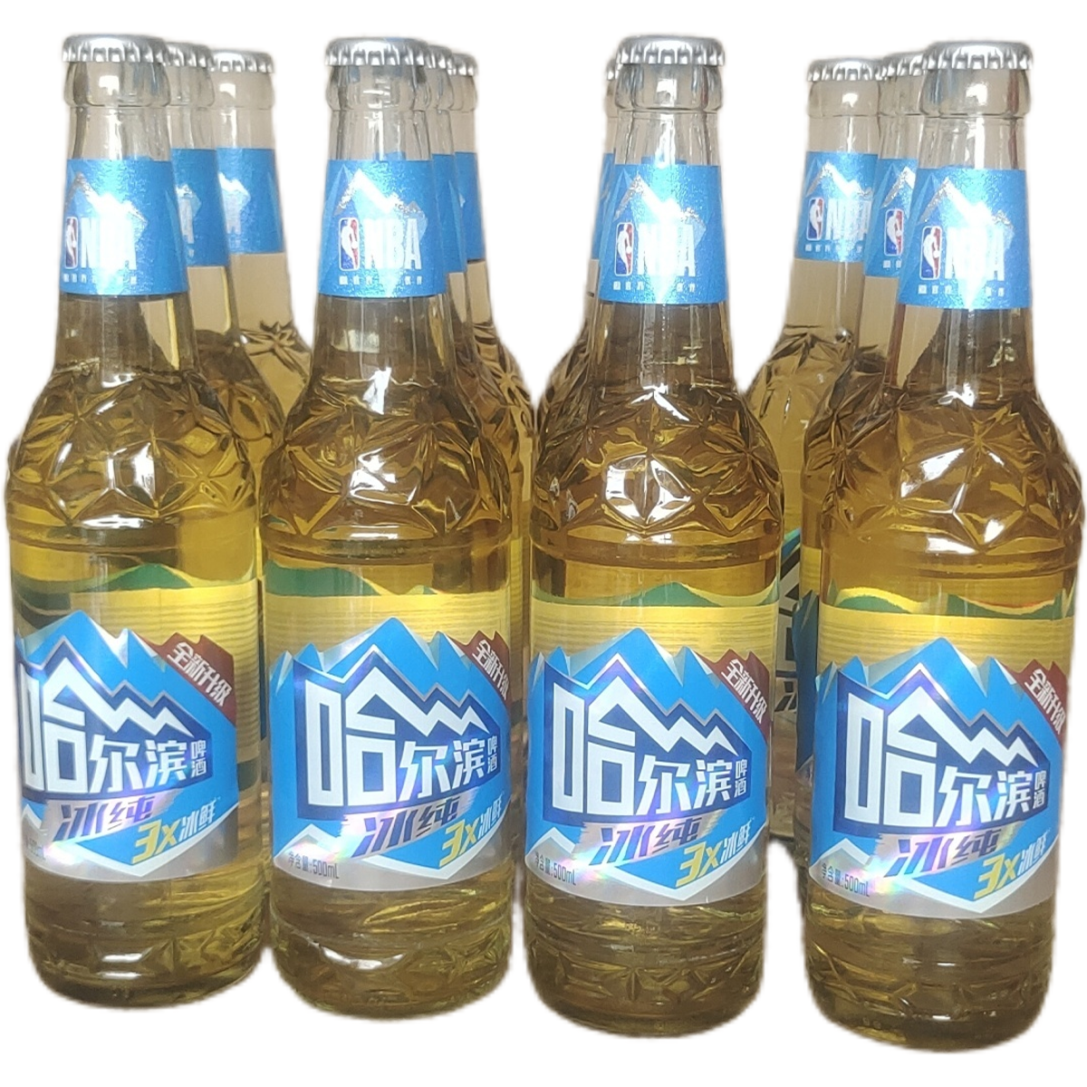 【假一赔十】 哈尔滨冰纯啤酒500ml*12瓶装 清滑爽口大玻璃瓶啤酒