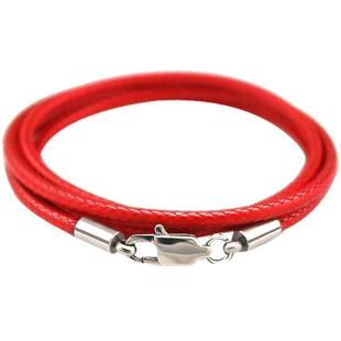 银祺项链绳蜡绳首饰品挂绳佛观音挂绳挂件皮绳男女款黑红色红绳