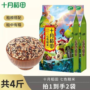 十月稻田七色糙米官方正品五谷杂粮1kg/袋拍一发二袋营养谷物