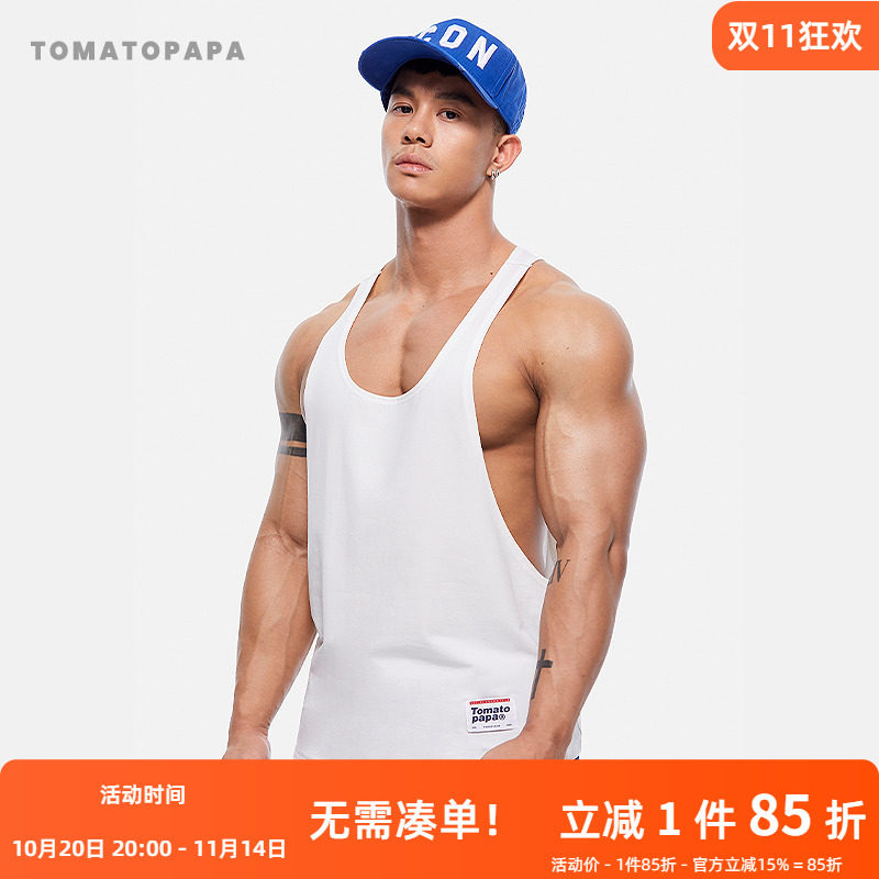 TOMATOPAPA美式原创背心男工字吊带无袖训练衣服运动健身吸汗马甲