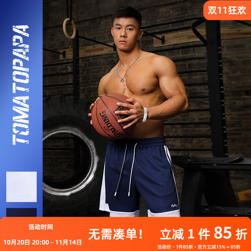 欧美原创设计个性网面透气运动裤男夏季拼接休闲裤健身短裤男潮