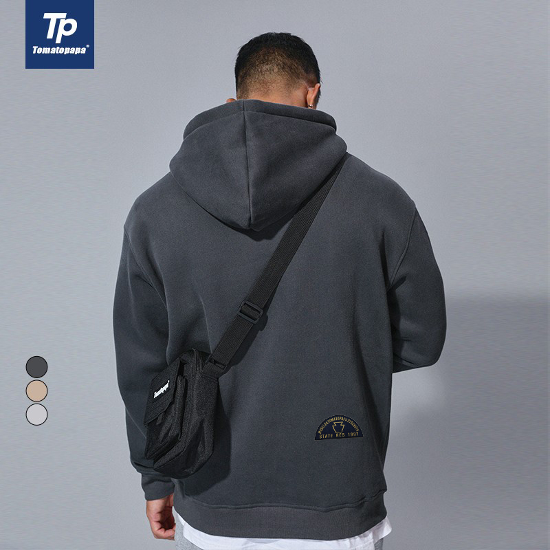 TOMATOPAPA冬季原创素色基础卫衣绒底保暖纯色内搭连帽衫简约上衣