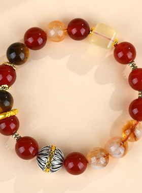 亚马逊新爆款哪吒2原创小众手链 新中式天然水晶多宝女款定制手串