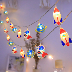 宇航员火箭星球卡通小彩灯闪灯串灯儿童房间装饰灯生日摆摊氛围灯