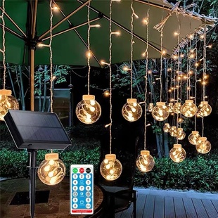 饰窗帘灯串露台许愿球灯 太阳能彩灯户外庭院小夜灯花园布置阳台装