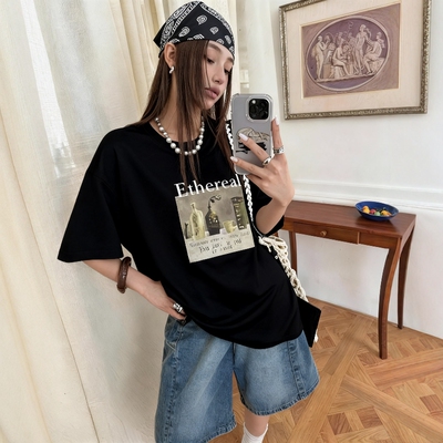 十三行静物字母印花短袖T恤女2026新款夏季休闲百搭显瘦上衣KTX