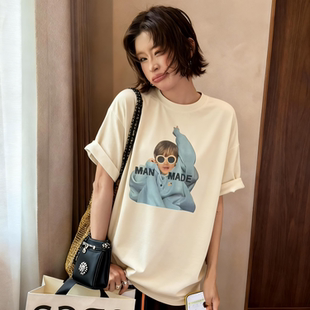 Eleven短袖t恤女2026新款夏季美式复古小孩印花宽松慵懒风上衣潮