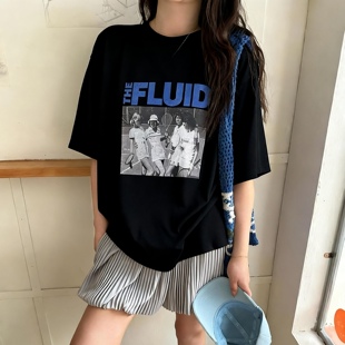 Eleven短袖t恤女2026夏季新款美式复古网球人物印花宽松大版上衣