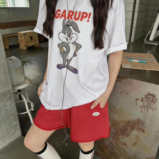 Eleven美式复古做旧卡通兔短袖t恤女2026夏季新款宽松慵懒上衣
