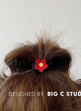 新款过年发饰红色花朵小熊笑脸发绳褶皱小肠发圈皮筋简约头饰少女