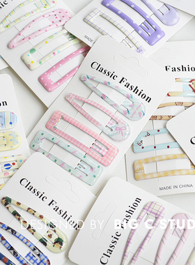 4个装~可爱少女学院风波点发夹古早甜美风刘海侧边夹BB夹掰掰夹子