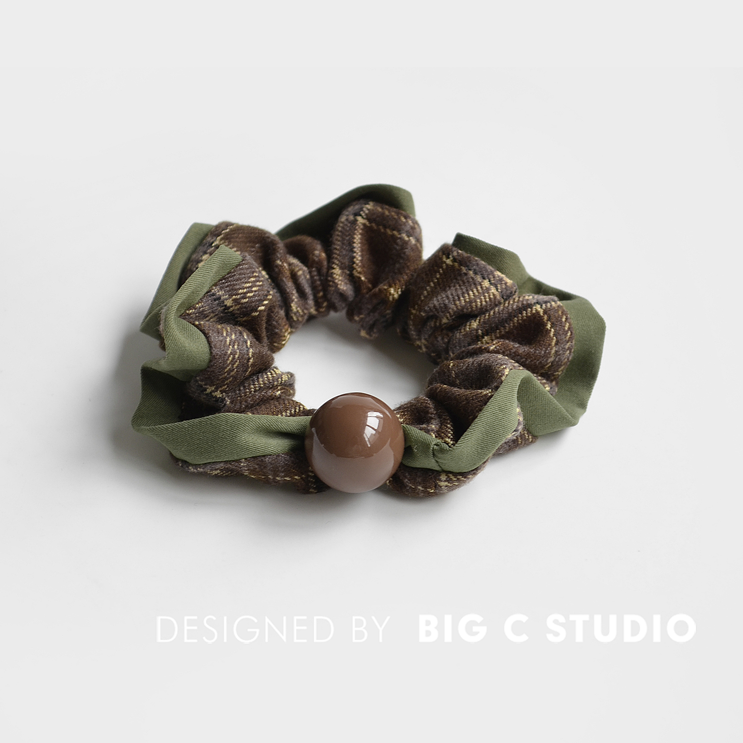 韩国复古甜美格纹小肠发圈