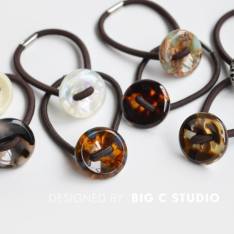 韩国醋酸纽扣小众设计发圈