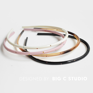 夏日清新极简彩钻细版发箍甜美可爱不伤发带齿防滑头箍高级感发卡