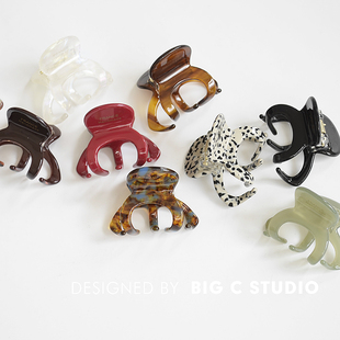 韩国金标醋酸抓夹甜美半扎发高级感中号鲨鱼夹高马尾固定南瓜夹子