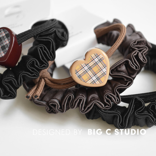 韩系学院风格 皮筋 子爱心发圈可爱少女百搭丸子头马尾发绳小众新款