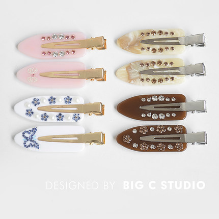 甜美气质醋酸无痕夹高级感化妆夹轻奢镶钻刘海侧边夹y2k鸭嘴夹子