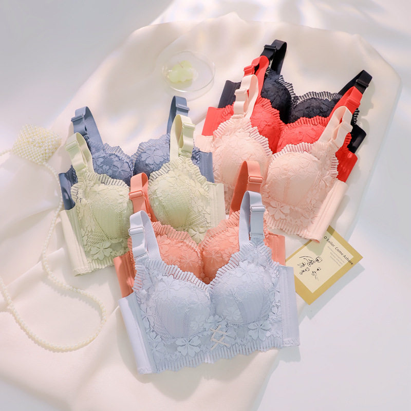 8817五排扣调整型收副乳内衣女士聚拢无钢圈小胸上托无磁过安检