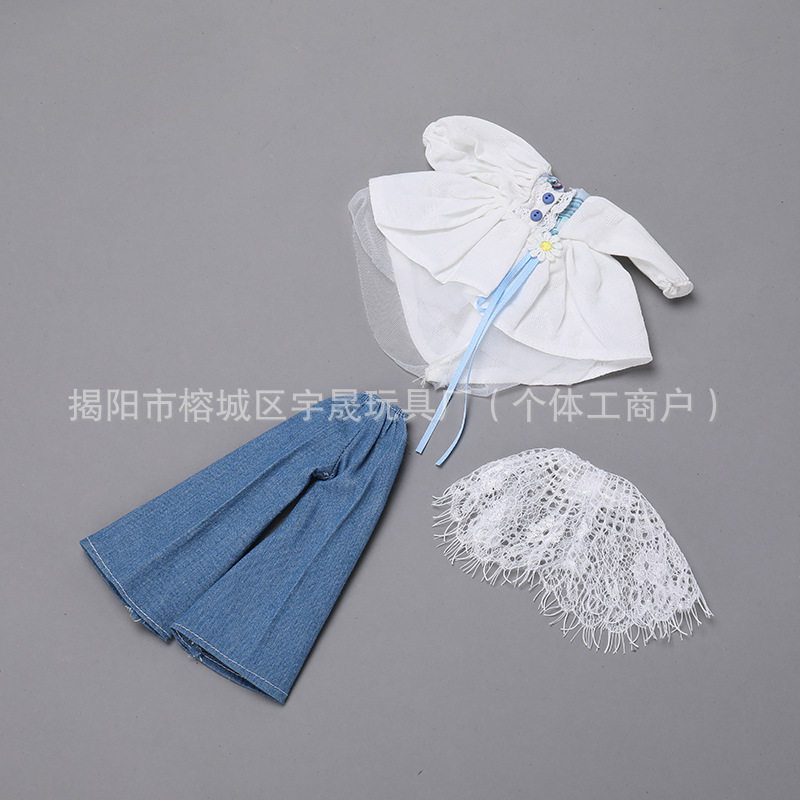 6分bjd洋娃娃换装衣服背带裤牛仔裤连衣裙套装洛丽塔女孩玩具礼物