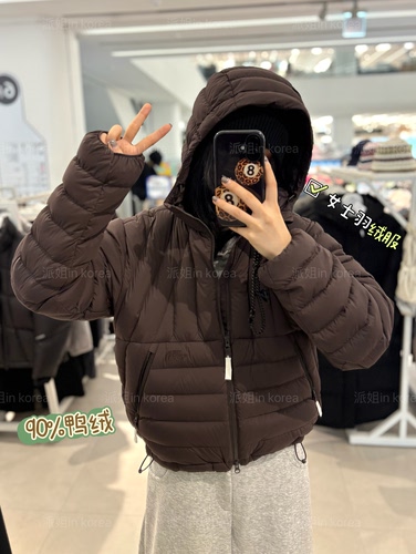 派姐in Korea北面白标26新休闲百搭90%鸭绒连帽羽绒服女士NJ1DS31
