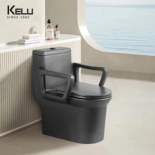 科绿彩色黑色带扶手马桶