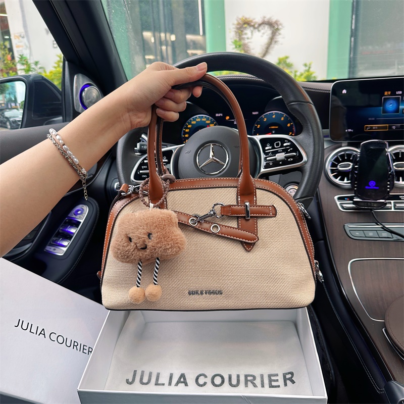 JULIA COURIER女包复古帆布波士顿包包2025新款大容量单肩斜挎包