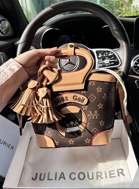 JULIA COURIER女包复古印花菜篮子包包女2026新款单肩斜挎手提包