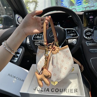 JULIA COURIER女包高级感印花水桶包包女2025新款轻奢单肩斜挎包