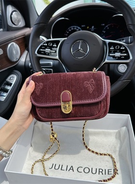 JULIA COURIER安可拉红丝绒信封包女2024新款单肩斜挎链条小方包