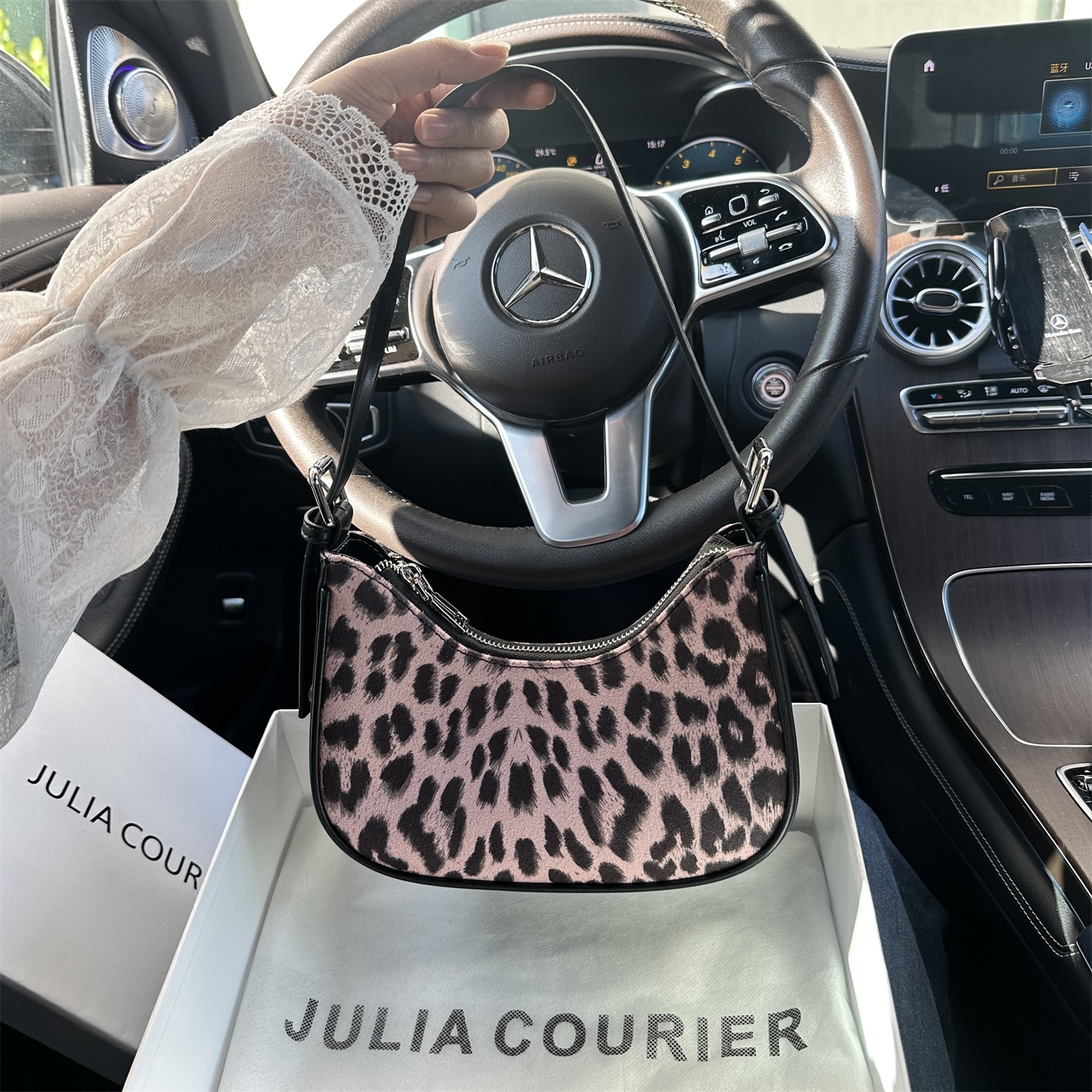 JULIA COURIER女包甜酷豹纹腋下包包女2025新款大容量单肩斜挎包