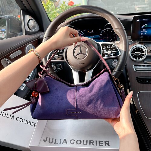 JULIA COURIER女包麂皮绒挂耳包包女2026新款小号单肩斜挎枕头包